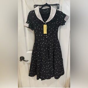 GownTown Womens 1950s Cape Collar Vintage Swing Stretchy Dress Size Medium